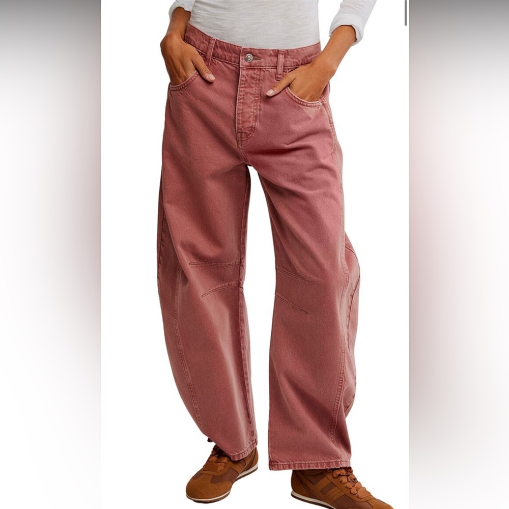We The Free Rose Pink Barrel Horseshoe Jeans New